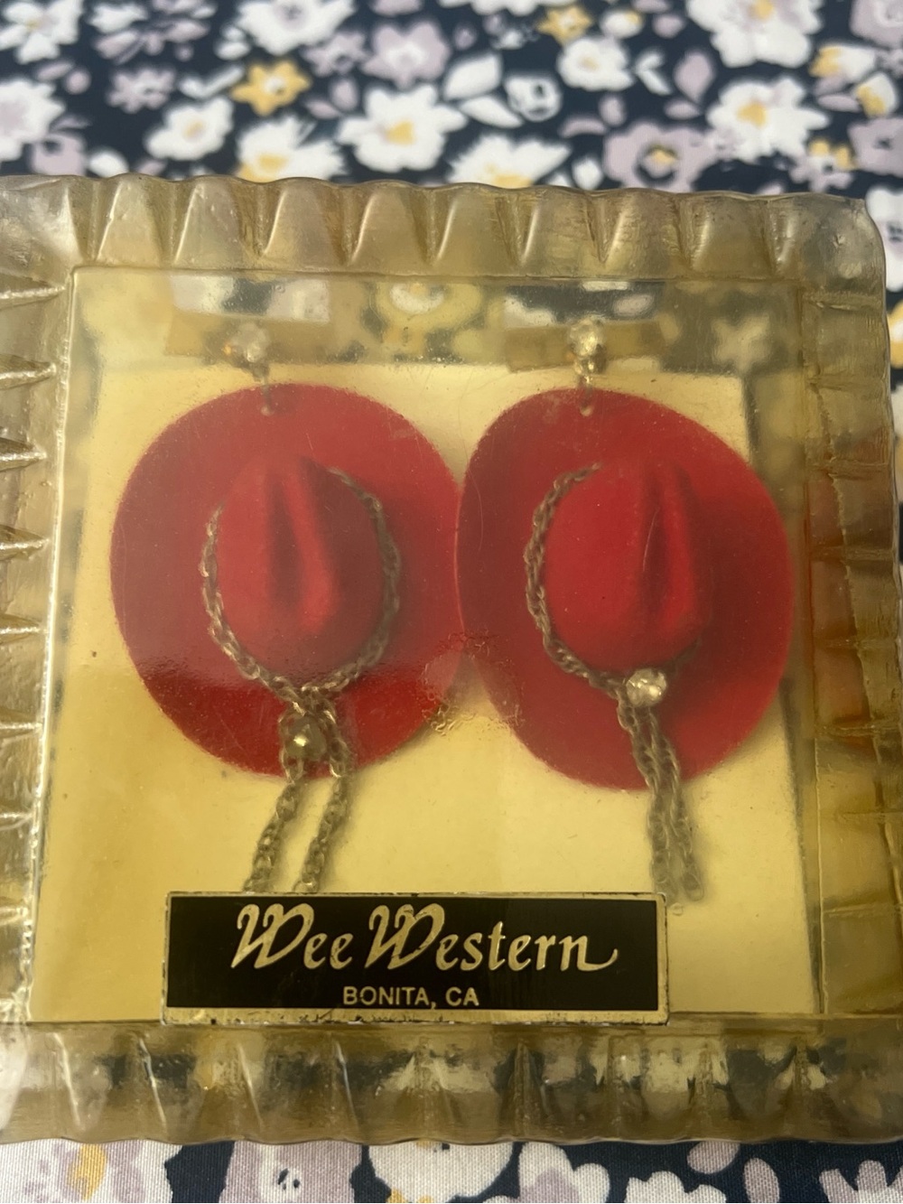 Red Cowboy Hat Drop Earrings -